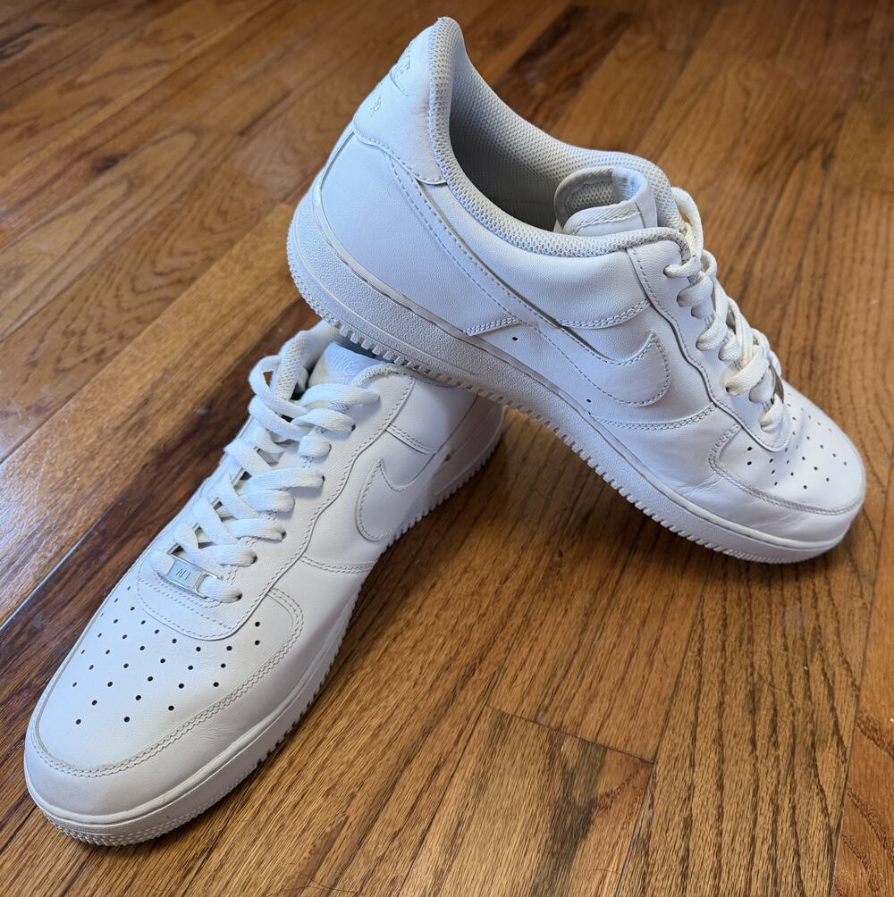 Nike Air Force 1 07 Low Triple White Mens 12 Leather Sneakers CW2288-111 AF1